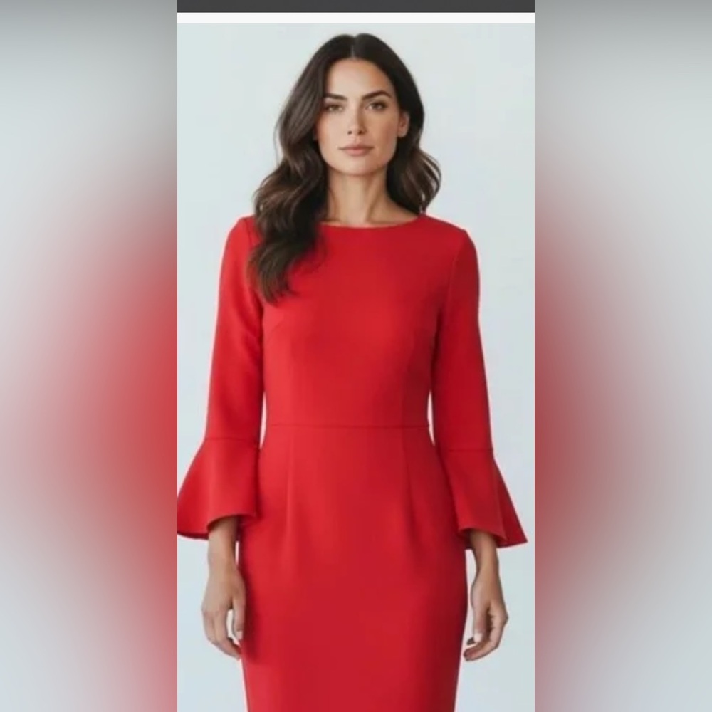 WHBM “Bright Rouge” Flutter Sleeve Sheath Dress Style 370272607